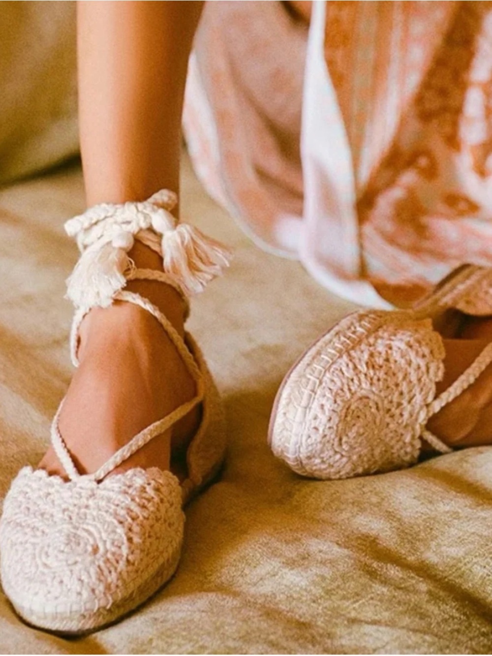 SPELL Sweet Nothing Crochet Espadrilles in Rope EU=US/AU 9 $179